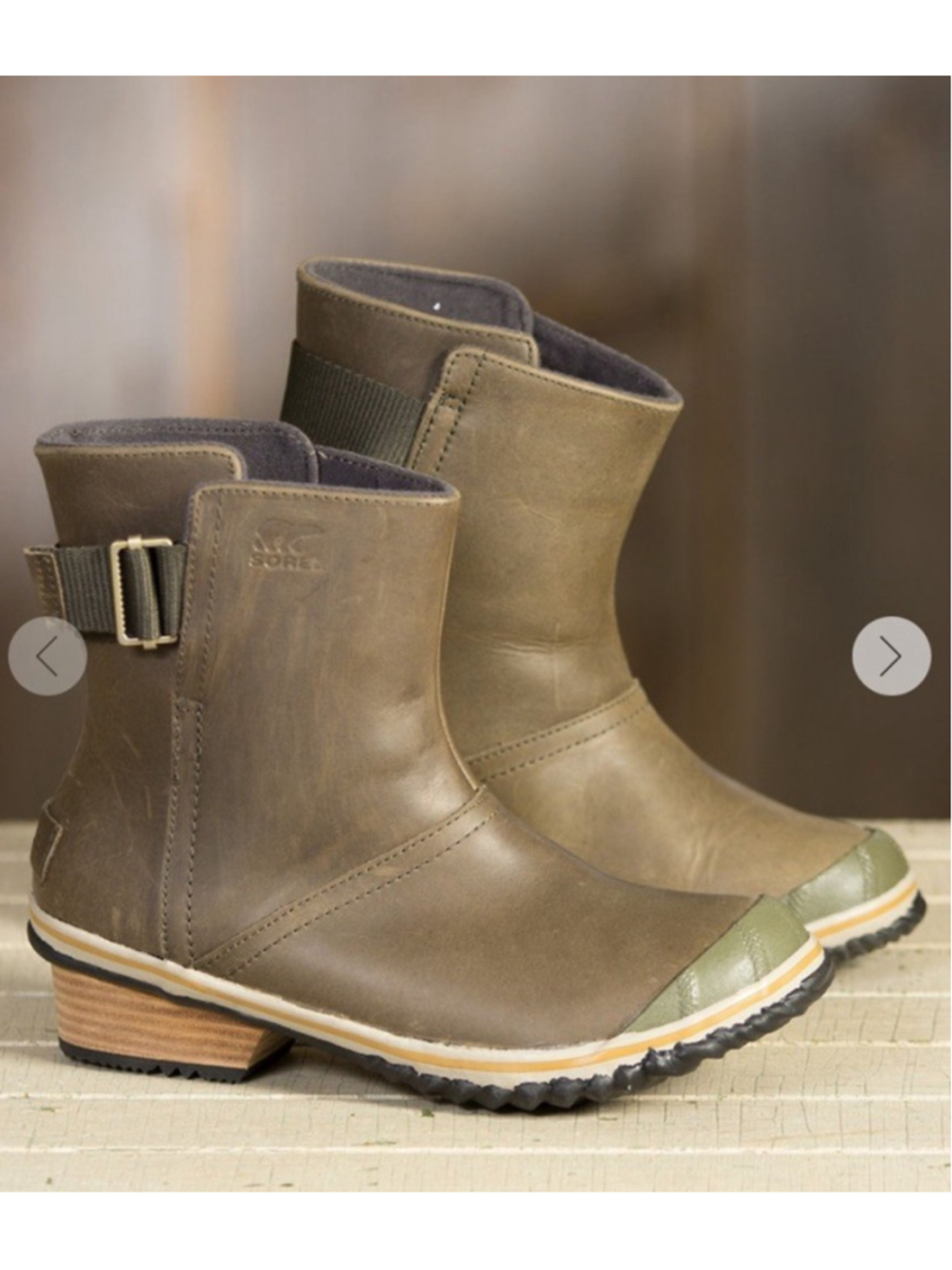 Sorel Slim Boots Shortie Pull On Ankle Waterproof Size 10.5 Olive Equestrian